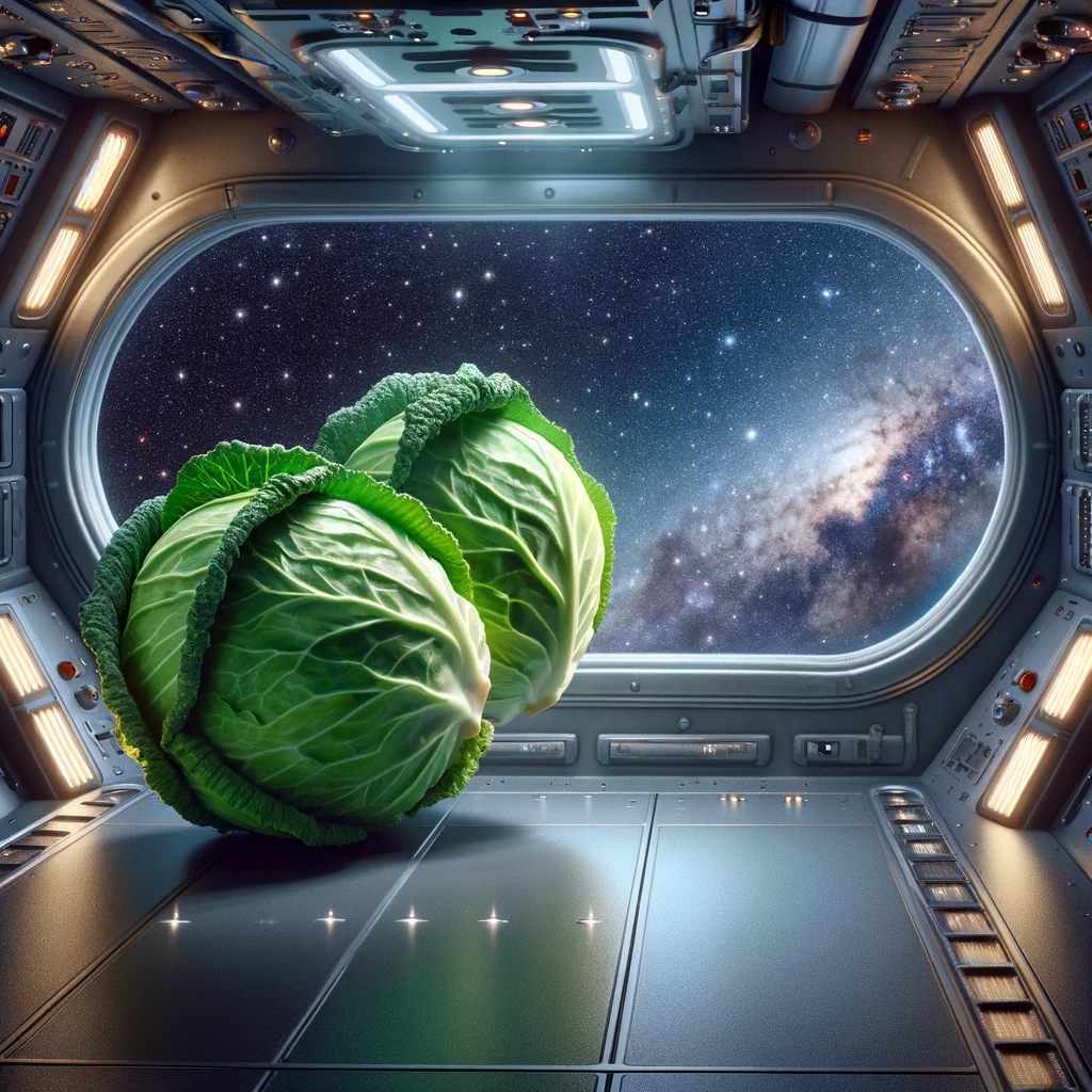 Cabbages in space facing each other, reminiscent of old times